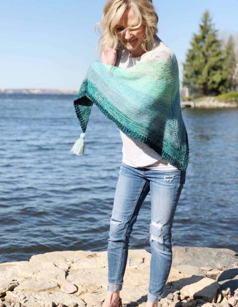 Fingering weight yarn shawl knitting pattern.