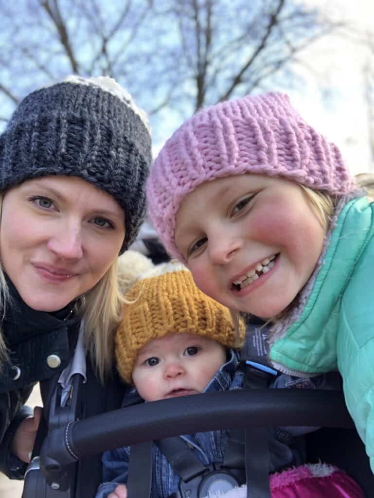Mother daughter knit hats