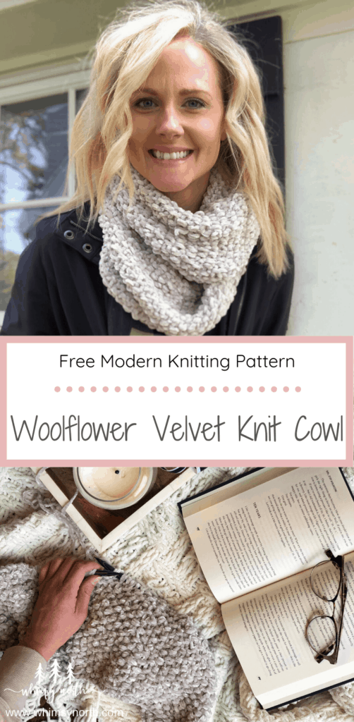 Free Velvet Yarn Knitting Pattern - Woolflower Cowl - Whimsy North