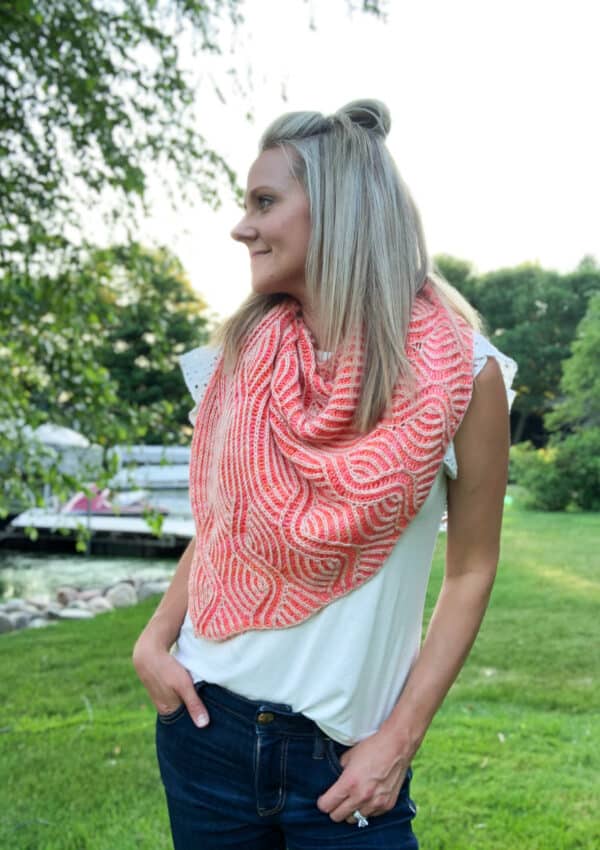 Pink Sky at Night -Free Brioche Shawl Knitting Pattern
