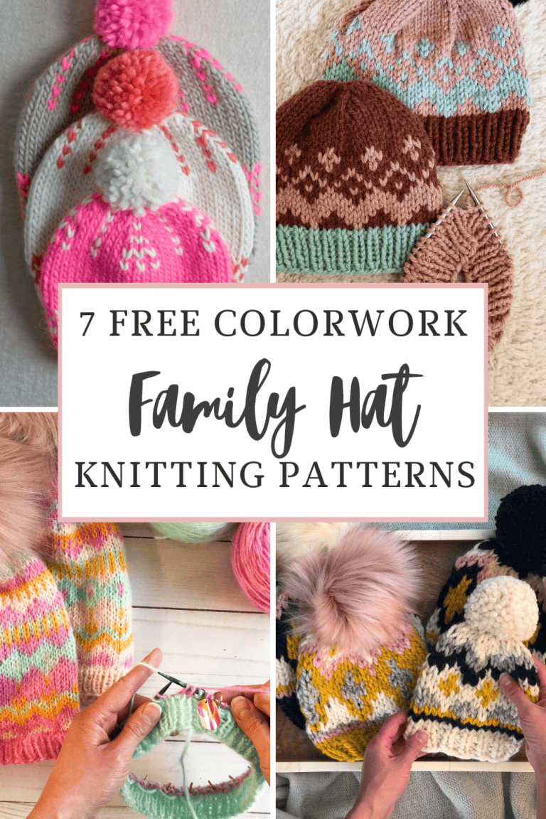7 Modern Matching Family Colorwork Knit Hat Patterns (Free)